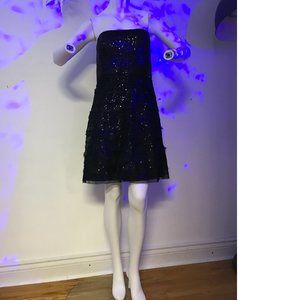 NWT Le Chateau S / M / L Sequin Shiny Disco party sheer mesh little black dress